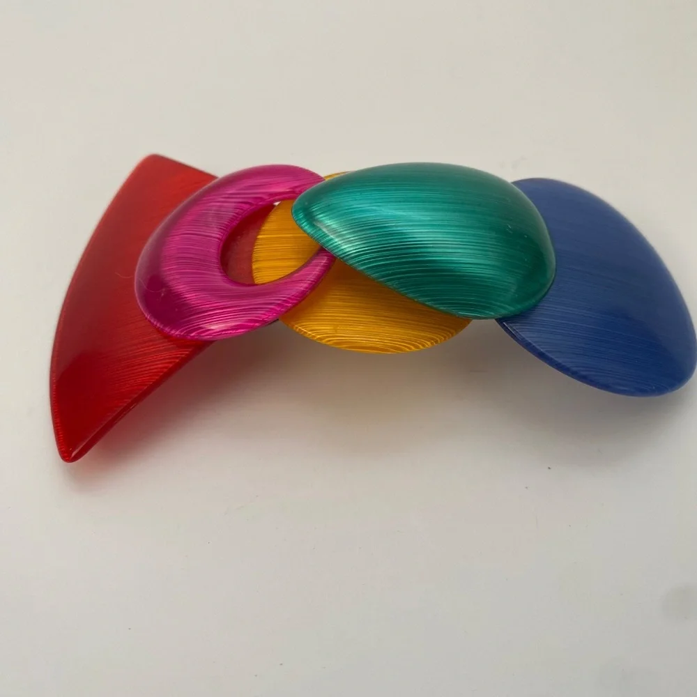 Vintage Hair Clip PostModern Colorful Lucite Acrylic Plastic Pop Art Geometric